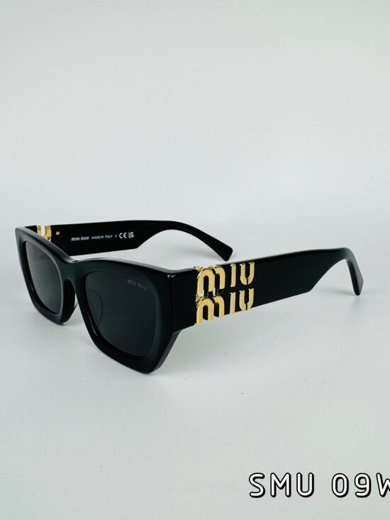 ✨ Miu Miu SMU 09W Black Sunglasses with Iconic Gold Logo Accents ✨ main image 5